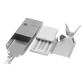 5sets USB 2.0 Tipas A Suvirinimo Tipas Male Plug Auksą, Padengtą arba nikeliuotus Jungtys usb-Uodega Lizdas 3 in 1 