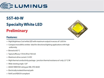 Luminus SST40 SST40.2 6500K 5000K su DTP 16mm/20mm vario valdyba