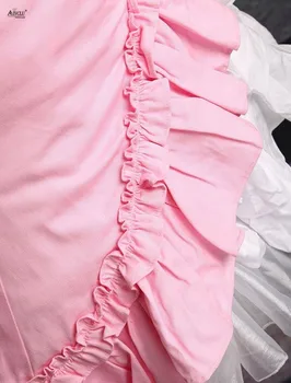 2018 m. Vasaros Pink Lolita Dress Moteriški Klasikiniai Medvilnės, trumpomis Rankovėmis, Svogūnai Pynimas Saldus Lolita Dress Ainclu XS-XXL Cosplay Drabužiai