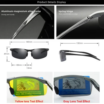 Aliuminio Rėmas Vairavimo Akiniai nuo saulės Vyrams Poliarizuota Sporto Saulės Akiniai Vyrų UV400 Polaroid Retro Sunglass Anti-glare Vintage Akiniai