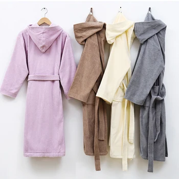Medvilnės Rudens Žiemos Toweling Kimono Chalatas Chalatas Vyrams Ir Moterims, Negabaritinių Sleepwear Sleepshirts Moteris Ilgai Namų Chalatas