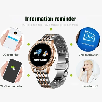 LIGE Naujų Plieno Diržas Smart Watch Moterų Širdies ritmas, kraujospūdžio Stebėsenos Funkciją Sporto Multi-Funkcija Režimas Mados Smartwatch