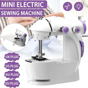 Siuvimo Mašinos Nešiojamas Mini Elektriniai Namų ūkio Crafting Taisymas su Pedalu Cutter Šviesos Namuose Pradedantiesiems, Vaikams Violetinė