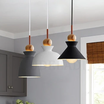 Šiaurės Macaron medienos Sieniniai šviestuvai metalo mados kūrybos restoranas miegamojo kambarį Minimalizmas dizaino umbra lempos, E27