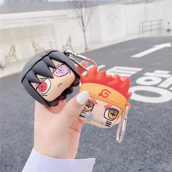 3D Naruto Anime Ninja Atveju AirPods Animacinių filmų Ausinės Atveju Airpods 1 2 Cute Priedai Apsaugoti Padengti +Keychain