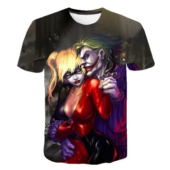 Naujas įdomus moterų klounas T-shirt vyrai ir moterys, marškinėliai, topai 3D Harajuku animacinių filmų Harley Quinn T-shirt savižudybė marškinėliai