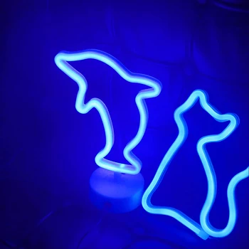 Gyvūnų Stiliaus LED Neon Požymių, Sienų Dekoras DC 5V USB arba su baterijomis, Naktį Šviesos Lempos Meno Dekoro, Sienų Apdailos Lentelės Žibintai