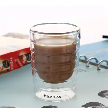 6pcs/daug Dvigubo sluoksnio Šilumos Varža Išrūgų Baltymų Nespresso Kavos Puodelius Espresso Kavos Puodelis Šilumos Stiklo 150ml Geriausių Dovanų
