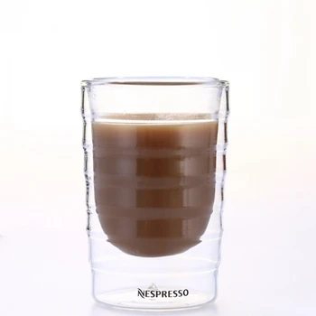 6pcs/daug Dvigubo sluoksnio Šilumos Varža Išrūgų Baltymų Nespresso Kavos Puodelius Espresso Kavos Puodelis Šilumos Stiklo 150ml Geriausių Dovanų