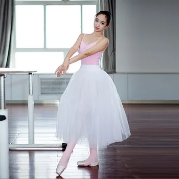 SONGYUEXIA Moteris baleto ilgas sijonas Suaugusiųjų balta balerinos tutu sijonas Meninės Gimnastikos Suknelė, Sijonas Ilgas profesinės ballet155-175