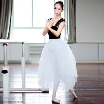 SONGYUEXIA Moteris baleto ilgas sijonas Suaugusiųjų balta balerinos tutu sijonas Meninės Gimnastikos Suknelė, Sijonas Ilgas profesinės ballet155-175