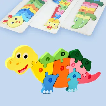 Montessori Mediniai Švietimo Žaislai, Vaikų 3D Gyvūnų Atitikimo Puzzle Kūrimo Bloką Užimtas Valdybos Ikimokyklinio Ugdymo Vaikų Žaislas