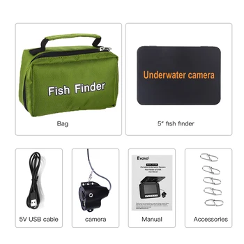Eyoyo Žuvų Ieškiklis Povandeninės Žūklės Kamera HD 5 Colių 1000TVL Vaizdo Povandeninį fotoaparatą subaquatica dvr LEDO Žvejybos Cam fishfinder