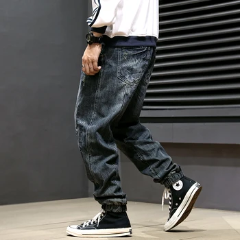 Japonų Dizainerio Mados Vyrų Džinsai Vintage Kankina Haremas Džinsai Vyrams Krovinių Kelnės Retro Mėlyna Palaidi Tinka Hip-Hop Poilsiu Homme Džinsų
