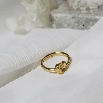 Prancūzijos Elegantiškas Virvę meilė širdies Mazgas Sklandžiai Glorry Paviršiaus Žiedas Europos Mados Titano Plieno Minimalizmas Papuošalai Moterims, Dovana