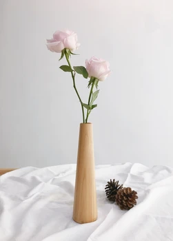 22x6x3cm paprasta modernus natūralios medienos vaza džiovintos gėlės netikrą gėlių hydroponic augalų butelis namų puošybos ornamentais medinė vaza