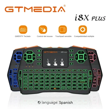 Spainish NAUJAS Gtmedia Apšvietimu i8X Plius Mini Wireless Keyboard 2,4 ghz Oro Pelė su Touchpad Nuotolinio Valdymo Android TV Box PC