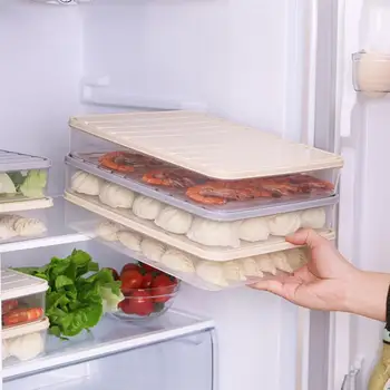 2vnt plastikines Dėžes Virtuvės Šaldytuvas Organizacijos Maisto Saugojimo Konteineris(Pilkas mažas/didelis)