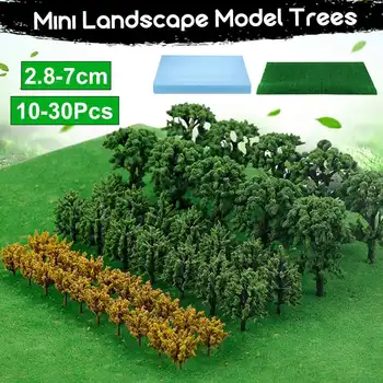Plastikinių Miniatiūrų Modelis Medžių Statybos Traukinių Geležinkelio Dekoracijos Medžio Masto Modelis su Dirbtinės Kalvos Putų Lenta Žolės Žemės
