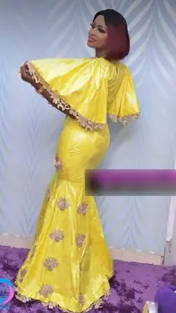 Ryškiai Geltonos Undinė vakarinę Suknelę Plius Dydis Reljefiniai trumpomis Rankovėmis, Afrikos arabų Ilgai Keltas Suknelės Nėriniai Appliques Chalatas de soiree