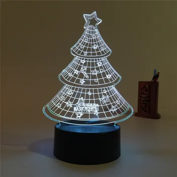 Kalėdų Eglutė 3D iliuziją, Regėjimo Naktį, Šviesos, 7 Spalvų Kaita LED Stalo Lempa Miegamasis Namų Dekoro Kalėdų Dovana