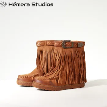 Hemera Studios kaubojus batai moterims, batai camperas žiemos 2020 m. bohemijos su patogiai creamallera suderinama nauja kolekcija