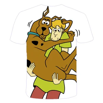 Scooby-Doo Filmas Berniuko vasaros Marškinėliai su Mergina Vaikų marškinėliai Šuo yra rengiami ir spausdinami juokinga Drabužius viršūnės