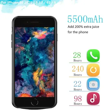 NENG 5500mAh Raudona Iphone 6 6s 7 8 SE(2020) Baterijos Minkštas Utp Įkroviklis Atveju Nešiojamų Pack 8000mah IPhone 6 7 8 Plius