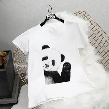 24M-9T Marškinėlius Vaikų Berniukų, Mergaičių Viršūnes Animacinių filmų Mielas Panda Kung Fu Sporto Print T Shirt Mergina Atsitiktinis Harajuku Balta Vasaros Nauja, T-shirt