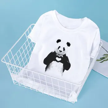 24M-9T Marškinėlius Vaikų Berniukų, Mergaičių Viršūnes Animacinių filmų Mielas Panda Kung Fu Sporto Print T Shirt Mergina Atsitiktinis Harajuku Balta Vasaros Nauja, T-shirt