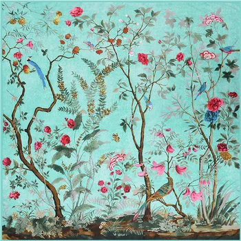 [RUNMEIFA] 2018 Moterų Šilko Skara Didelės Skaros Stoles Paukštis, Medis, Gėlių Spausdinti Aikštėje Šalikai Mados Femme Wrap Skarelės 130*130CM