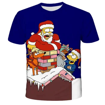 2020 Kalėdų T-shirt Vaikai Juokingas Mielas Animacinių filmų Kalėdų Vaikų Drabužiai Berniukams, Minkštas Patogus Trišakiai Vasaros trumpomis Rankovėmis Viršūnes