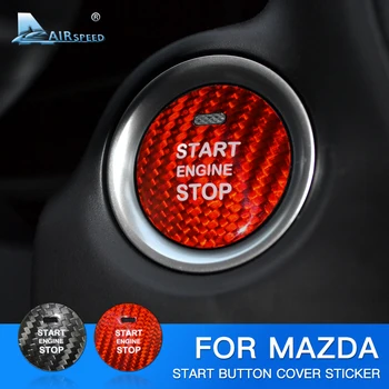 Greičio dėl Mazda Axela Atenza CX-3 CX-4 CX-5 CX-8 MX-5 Priedai Lipdukas Anglies Pluošto Vidaus Apdailos Automobilių Variklio Užvedimo Mygtukas