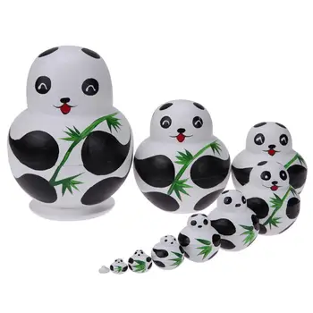 10vnt/Set Liepų Panda Matryoshka Lėlės Rankų darbo Tapybos rusijos Lizdus Lėlės, Žaislai Mielas Panda rusijos Lėlės Vaikų Dovanų