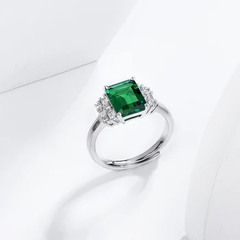 OEKDFN 925 Sterlingas Sidabro Žiedas Moterims Smaragdas Sukurta Moissanite Akmuo Vestuvių Smaragdas Iškirpti Sužadėtuvių Žiedai Smulkūs Papuošalai