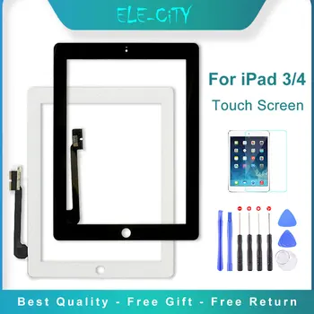 Klasės AAA+ Naujas Touch Screen iPad 3 A1416 A1430 A1403 iPad 4 A1458 A1459 A1460 LCD Išorinis skaitmeninis keitiklis Stiklo plokštės Pakeitimas