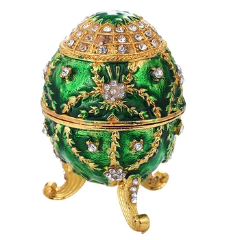 Žalia Emalį Velykų Faberge Kiaušinis Papuošalų Dėžutės Sutuoktuvių Žiedas Talpykla