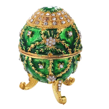 Žalia Emalį Velykų Faberge Kiaušinis Papuošalų Dėžutės Sutuoktuvių Žiedas Talpykla