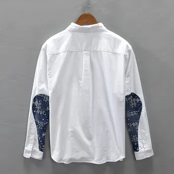 Naujas medvilnės ilgomis rankovėmis marškinėliai vyrams, atsitiktinis balta mėlyna marškinėliai vyrams marškinėliai patogūs marškinėliai vyrų chemise Z107