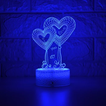 Naujausias Kid Šviesos Naktį 3D LED Nakties Šviesos Kūrybos Lentelė, Naktiniai staleliai, Lempa, Romantiškas Dvivietis Širdies šviesos Vaikai Gril Namų Dekoravimo, Dovanų