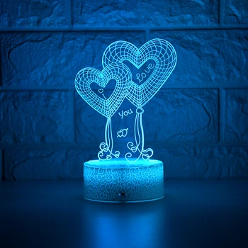 Naujausias Kid Šviesos Naktį 3D LED Nakties Šviesos Kūrybos Lentelė, Naktiniai staleliai, Lempa, Romantiškas Dvivietis Širdies šviesos Vaikai Gril Namų Dekoravimo, Dovanų