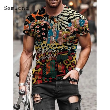 Samlona Plius Dydis Mens drabužių Pagrindinio Viršūnes Mados 3D Print T-shirt 2021 m. Vasaros Atsitiktinis Puloveriai Vyrų Tees Marškinėliai Masculinas 5XL