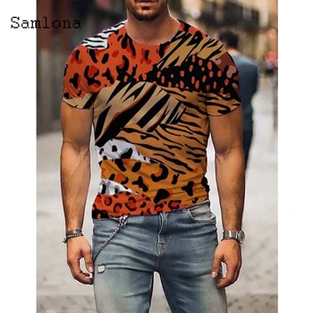 Samlona Plius Dydis Mens drabužių Pagrindinio Viršūnes Mados 3D Print T-shirt 2021 m. Vasaros Atsitiktinis Puloveriai Vyrų Tees Marškinėliai Masculinas 5XL