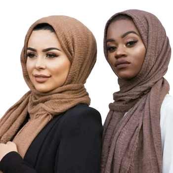 Musulmonų Vingiuoti Hijab Šalikas Moterims Kietas Paprasto Galvos Skara Šalikai Medvilnės Ilgai Skaros Ir Apsiaustas Turbaną Foulard Femme