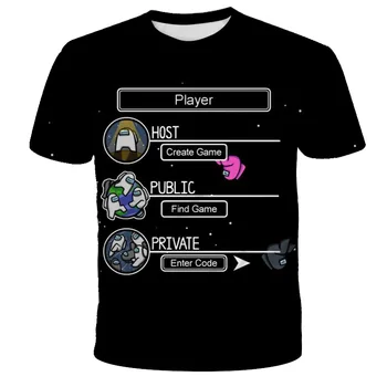 Žaidimas Tarp Mūsų Marškinėlius vaikas Crewmate Impostor T-shirt Juokinga Tshirts vaikų Marškinėliai Vasaros 3D Trumpas Rankovėmis Tee Camisas drabužiai