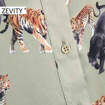 Zevity Moterų Derliaus Leopard Gyvūnų Spausdinti Sagtis Varčias Marškinėliai Suknelė Office Ponios Pasukite Žemyn Apykaklės Prašmatnus Krūtinėmis Vestido DS4613