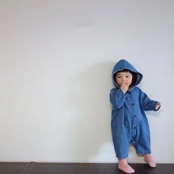 MILANCEL 2020 kūdikių berniukų drabužius, trumpas stilius kūdikiams su gobtuvu baby merginos jumpsuits džinsinis audinys kūdikių viršutiniai drabužiai