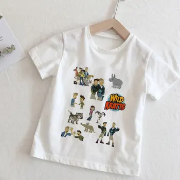 Mados Marškinėlius Vaikų Laukinių Kratts Gyvūnų Spausdinti Marškinėliai Vaikams Vasarą Tees Viršuje Naujovė Animacinių filmų T-marškinėliai Berniukams, Mergaitėms Kawaii Unisex