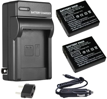 Baterijos (2) + Kroviklis Ricoh GX100, GX200, G600, G700, G700SE, G800, G800SE, GR, GR Digital III GR Digital IV Skaitmeninis Fotoaparatas