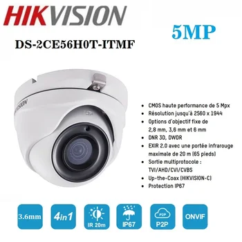 Hikvision 5MP Kamera, DS-2CE56H0T-ITMF Indoor / Outdoor 4 1 CVI / TVI / HAINAUT / CVBS Infraraudonųjų spindulių naktinio matymo kamera 20m